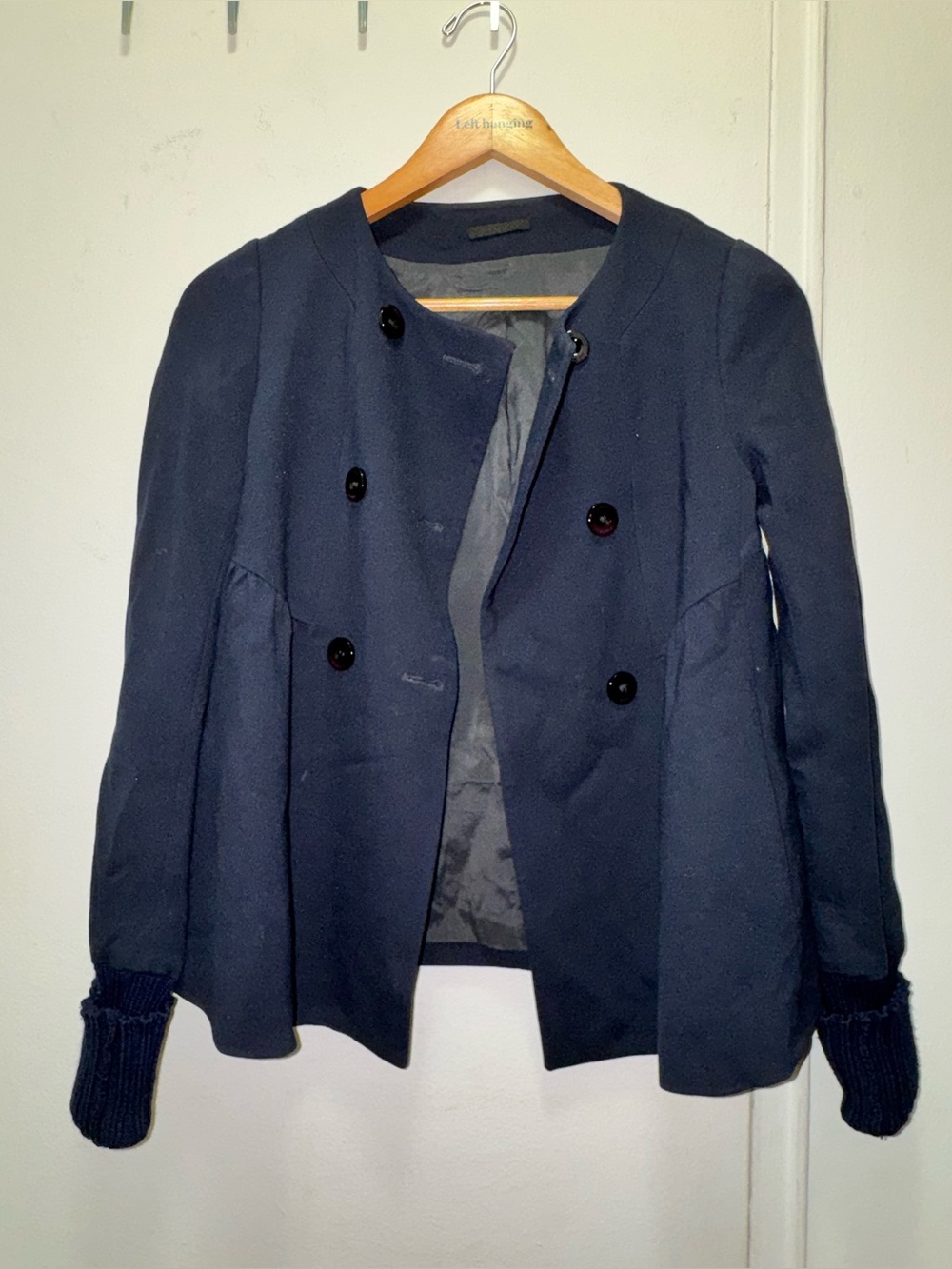 Pinko Double-Breasted Navy Soft Jacket Cardigan Size 4